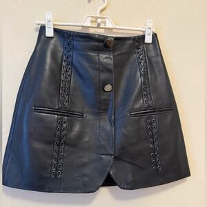 Ramy Brook Black Leather Skirt